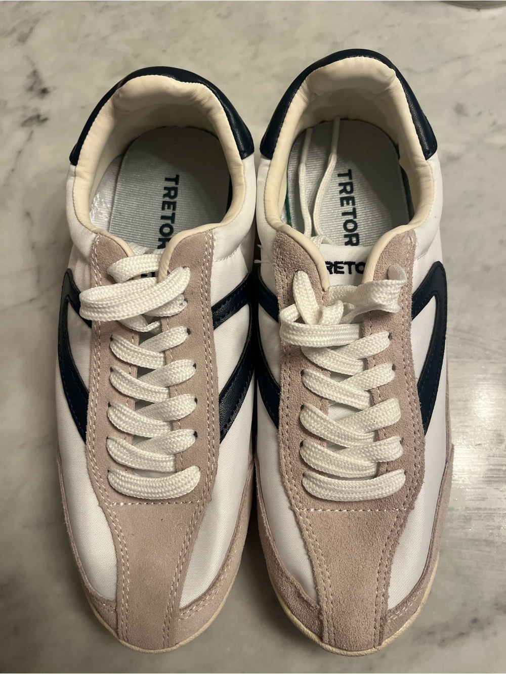 Tretorn White, Beige & Navy Classic Rawlins Sneakers